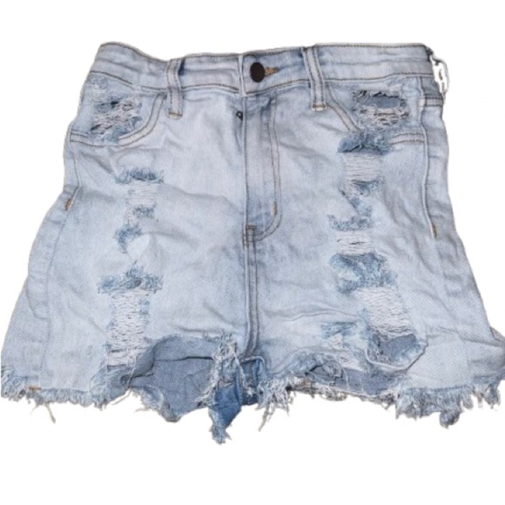 Fashion Nova Light Blue Ripped Jean Shorts